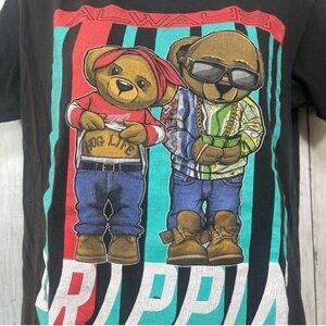Vibes Always Drippin Hip Hop Bears Black Tee Small UNISEX